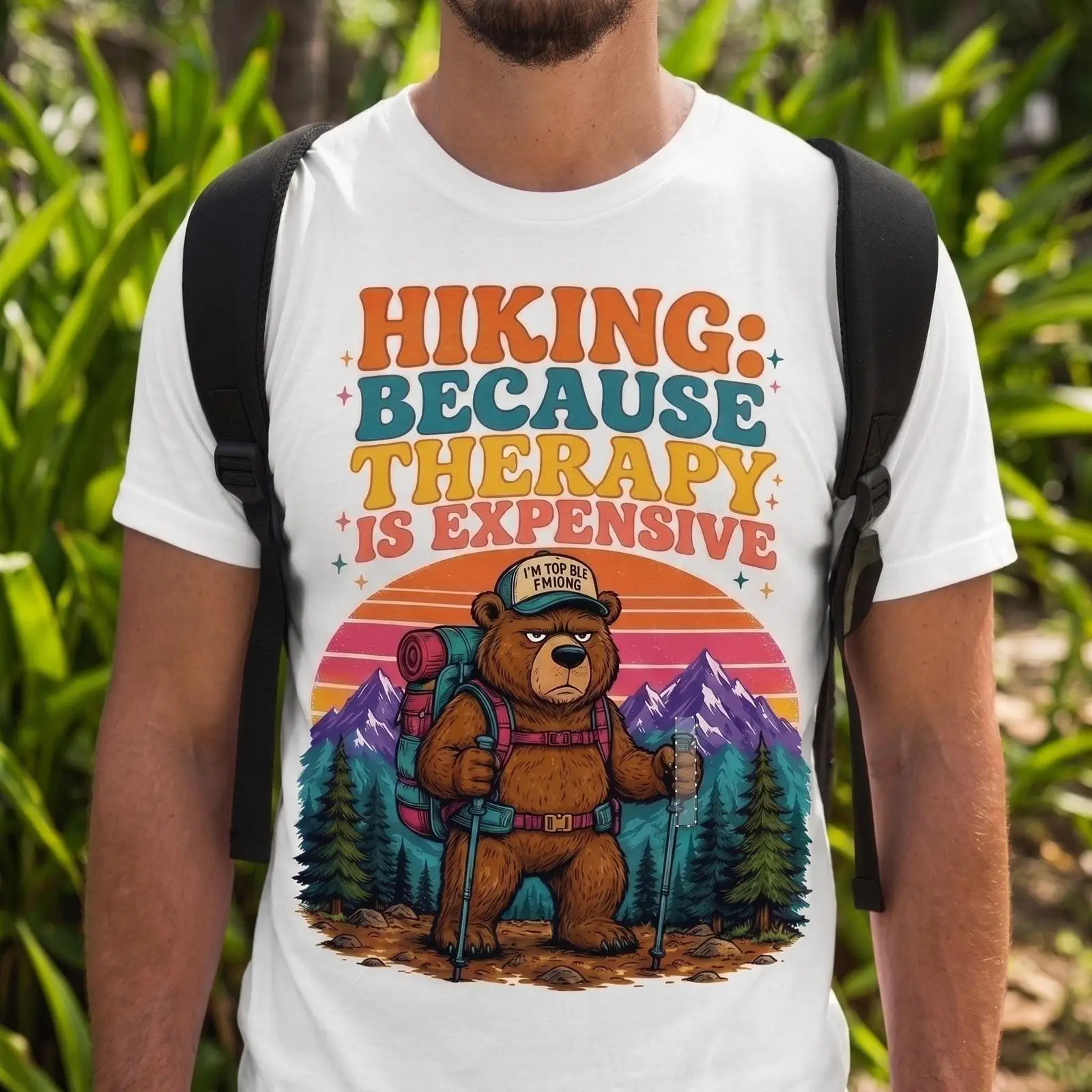 Outdoor Adventure Therapy - T-shirt Ours Sarcastique Thérapie Randonnée Rétro